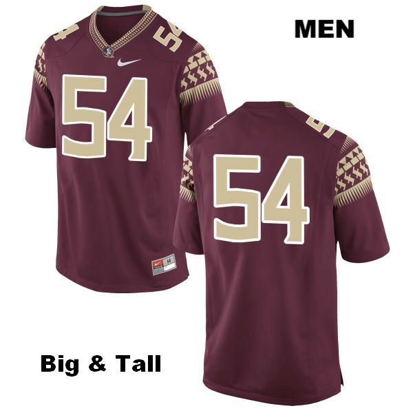 Men's NCAA Nike Florida State Seminoles #54 Alec Eberle College Big & Tall No Name Red Stitched Authentic Football Jersey AZK6469QF
